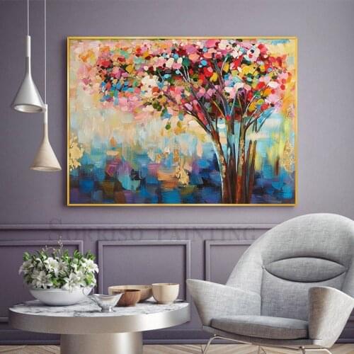 Abstract Tree Oil Canvas Painting Modern Wall Design Art Hallway Posters And Prints Pictures For Living Room Home Dining Decor