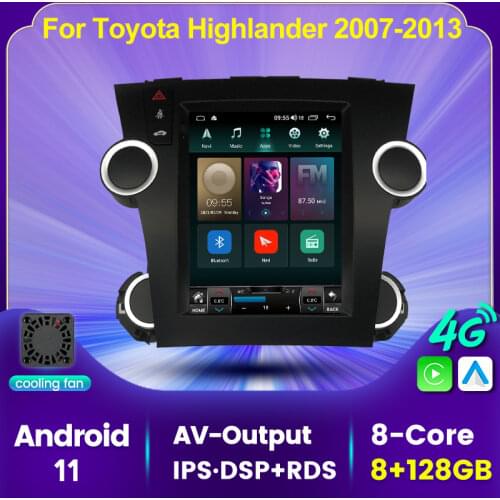 Carplay DSP Autoradio For Toyota Highlander GPS Navigation 2007-2013 WIFI 4G LTE Car Multimedia Tesla Screen Android 11
