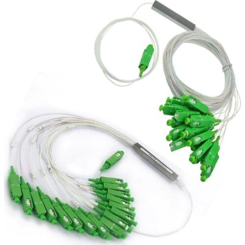 Free shipping 10 PCS/Lot 1X2 1X4 1X8 1X16 1X32 PLC SC/APC SM 0.9mm G657A1 PVC 1m FTTH Fiber Optic SplitterHigh Reliability
