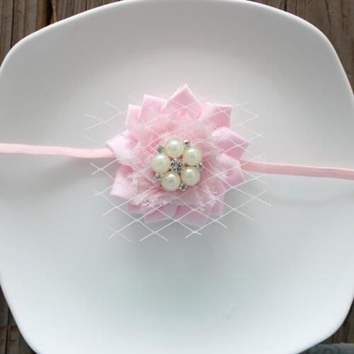 Kids flower headband shabby flower headband Gril satin chiffon rose flower hairband 10pcs/lot