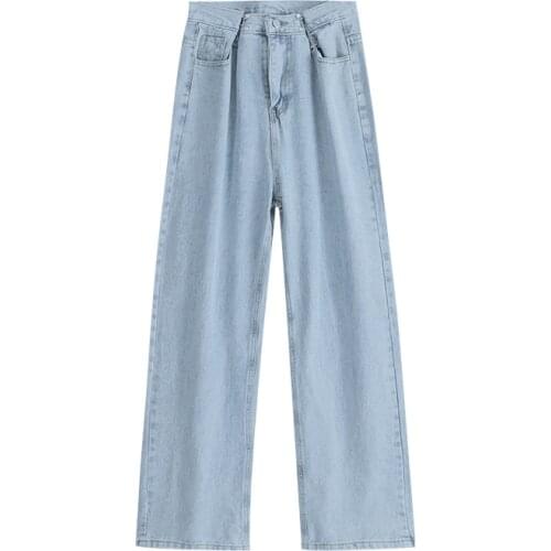 ZG1701 2021 Summer new High waisted jeans womens wear Thin section loose straight-leg wide leg trousers cheap wholesale
