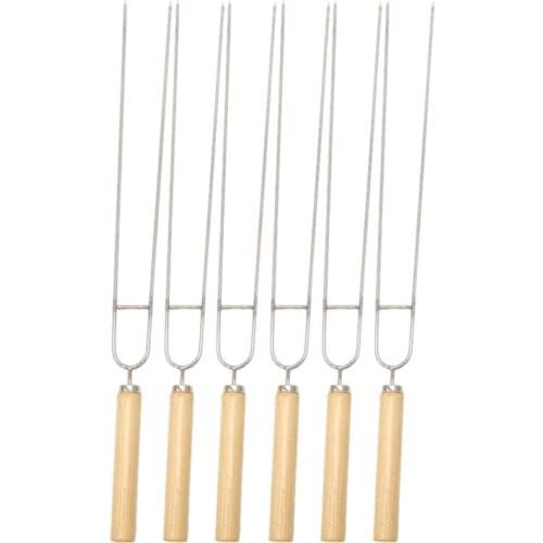 Barbecue Tools 6 Pcs Set Stainless Steel Meat Grill U Shape Fork Outdoor Cooking