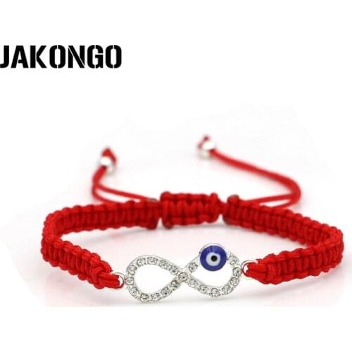JAKONGO Infinity Evil Blue Eye Charm Braided Bracelet Red Rope Bracelet for Women Men Adjustable Handmade Bracelet