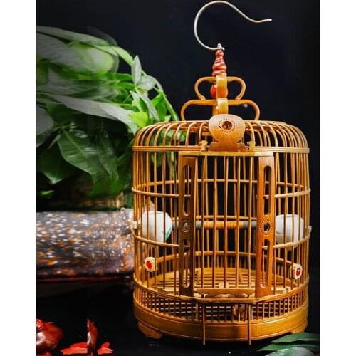 Thrush Bird Cage Bamboo Full Set of Accessories Boutique Handmade Bird Cage Octopus Bird Cage Bamboo Large Bird Cage bird house