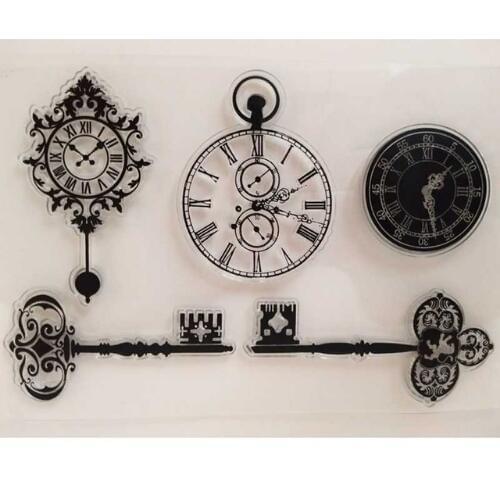 Key Clock Silicone Clear Stamps for Scrapbooking DIY Photo Album Cards Decoration Craft Transparent Stamp Clear Stamp