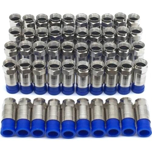 JX connector 50pcs F male connector for RG6 75-5 coaxial compression fitting Compression Coax O-Ring connector Fast shipping