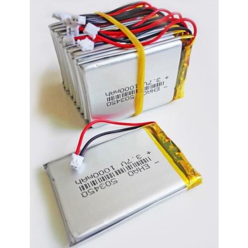 10 pcs 3.7V 1000mAh JST ZH 1.5mm 2pin 503450 Lithium Polymer LiPo Rechargeable Battery Li cells For Mp3 DVD PAD camera speaker