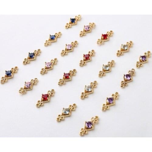 Copper plated 14K Gold zircon court lace double diamond DIY handmade jewelry earrings hairpin material