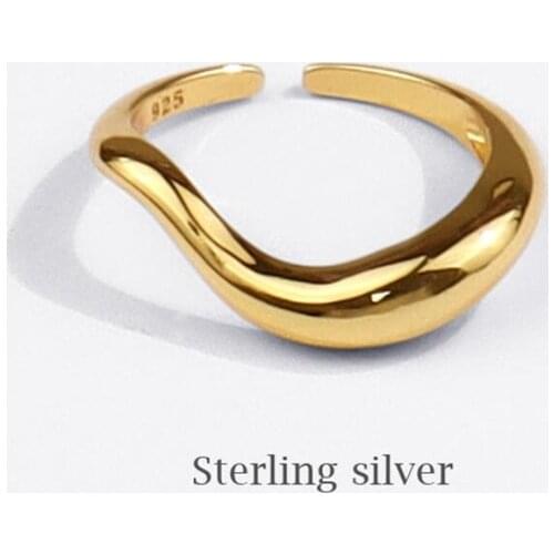 Sole Memory Wavy Cute Mini Simple 925 Sterling Silver Female Resizable Opening Rings SRI770