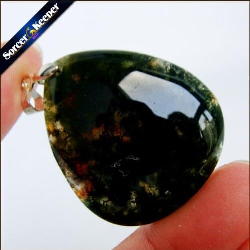 Fashion Women Man Necklace Pendant Big Natural Moss Agates Stone Pendant Slide Healing Crystals Pendant for Jewelry Making GS622