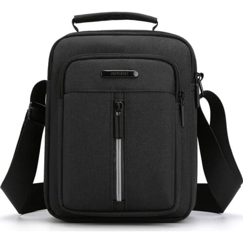 Mens One-shoulder Handbags Water-repellent Nylon Oxford Cloth Messenger Bag Vertical Casual Handbag Personal Phone Pocket Bag