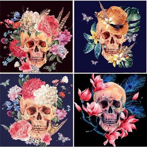 5D DIY Diamond Painting Skull Kits Art Mosaic Cross Stitch Embroidery Rhinestones Full Square Round Drill Decor Handmade Home