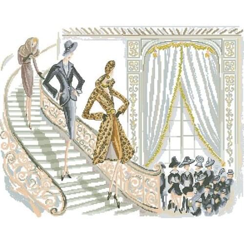 Gold Collection Counted Cross Stitch Kit Fashion Show Ladies Women Time helene tran