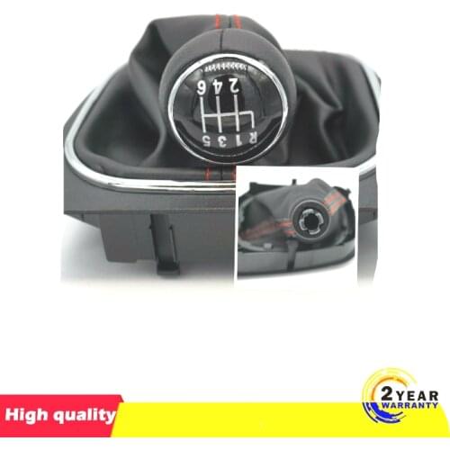DZ New 6 Speed Gear Shift Knob With Leather Boot For VW Golf 6 Mk6 2010 2011 2012 2013 2014 Jetta 6 Mk6 2011 2012 2013 2014
