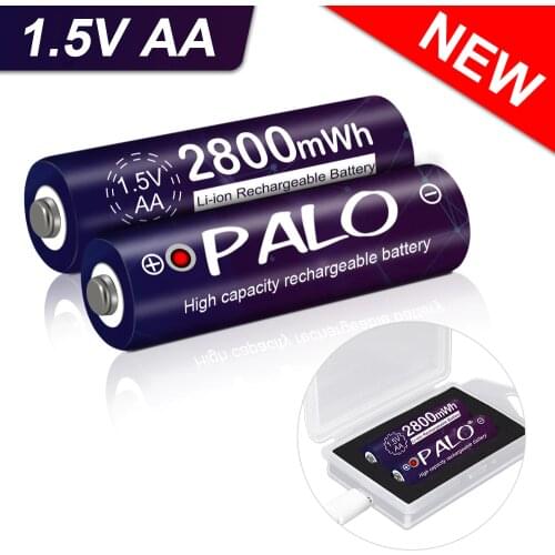 Palo Original 1.5V AA 2a Rechargeable Battery 1.5V AA Li-ion Battery for Toys Camera Flashlight+1.5V AA Lithium Battery Charger