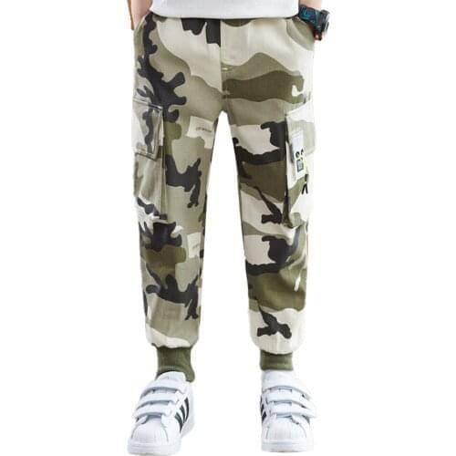 Oyolan Summer Boys Jogger Pants Korean 2021 Children Clothing Fashion Camo Cargo Pant for Kids Boy Cotton Elastic Waist Trousers