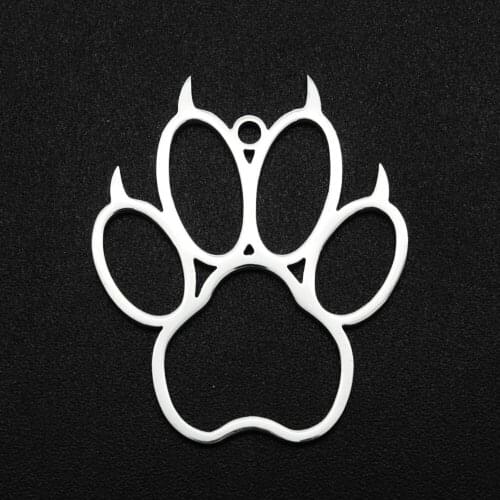 5pcs/lot 100% Stainless Steel 30x25 Bear Paw DIY Charm Pendant Wholesale Finding Supplies Never Fade OEM Order Accepted