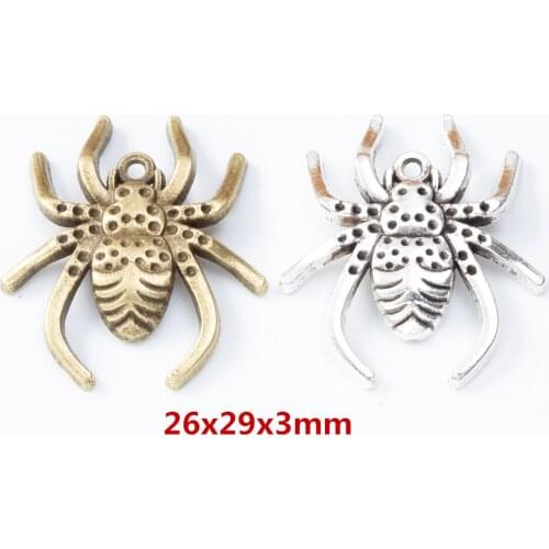 20 pieces of retro metal zinc alloy spider Pendant for DIY handmade jewelry necklace making 8212