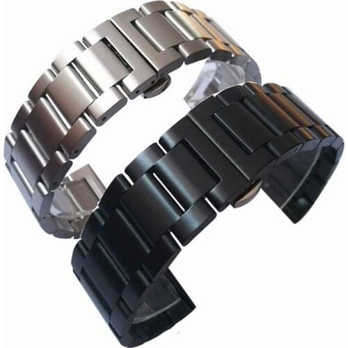 Wholesale 10PCS/lot 18mm 20mm 21mm 22mm 23mm 24mm 304 Stainless Steel Watch bands watch straps black and silver