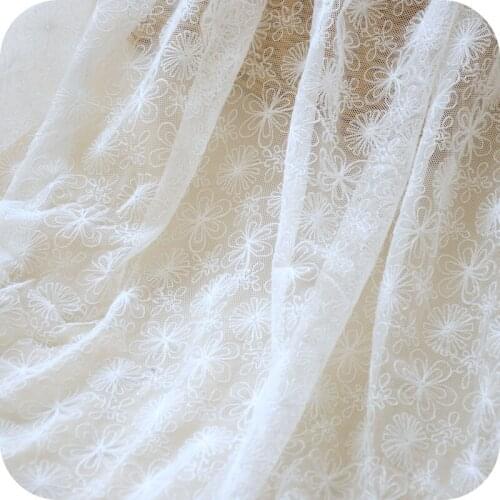 2Meters Luxury Swiss Net Fabric Cotton Embroidery Flower Lace Fabric Wedding Dress Handmade Diy Sewing Accessories Materials