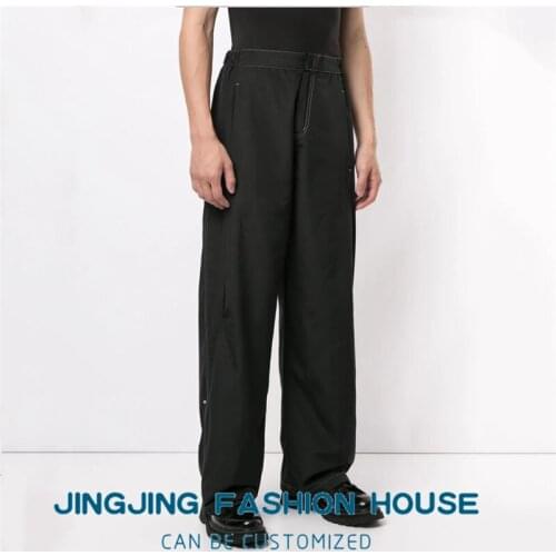 S-6XL!!2021 New autumn mens slacks slacks versatile personality wide leg pants youth black handsome sports straight pants