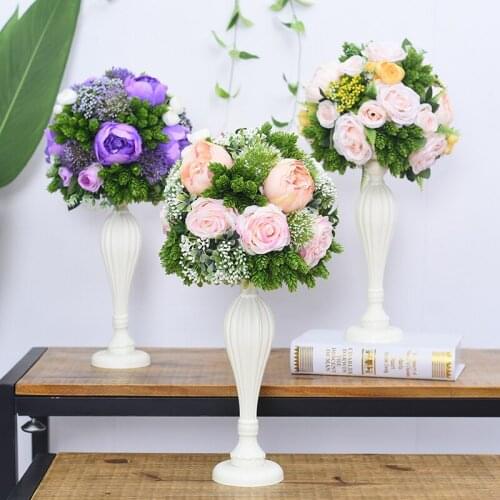 Wedding wooden table centerpiece flowers props with vase road lead flower ball decoration artificial flower hotel christmas deco