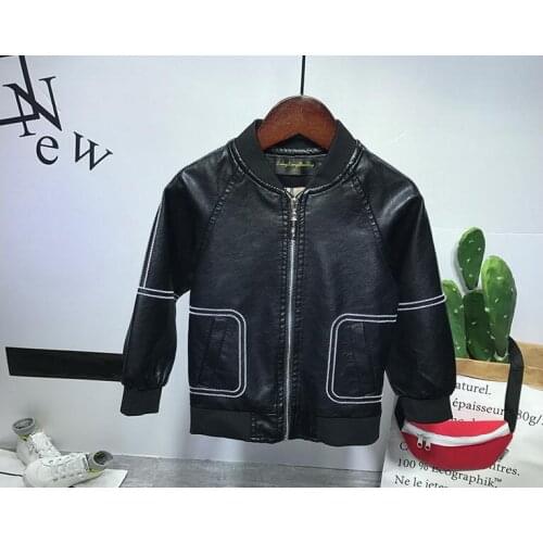 Spring childrens clothing PU clothes boys jacket coat clothes childrens jacket girls boys zipper clothing coat clothing 2-6Y