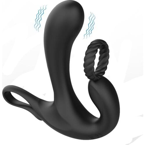Penis Vibrator with Cock Delay Ring 10 Frequency Prostate Masturbator Butt Plug Vibrador G-Spot Anal Vibrators Sex Toys for Men