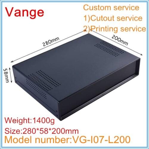 1pcs/lot power amplifier project boxes 280*58*200mm iron housing ABS plastic panels junction box diy housing desktop case