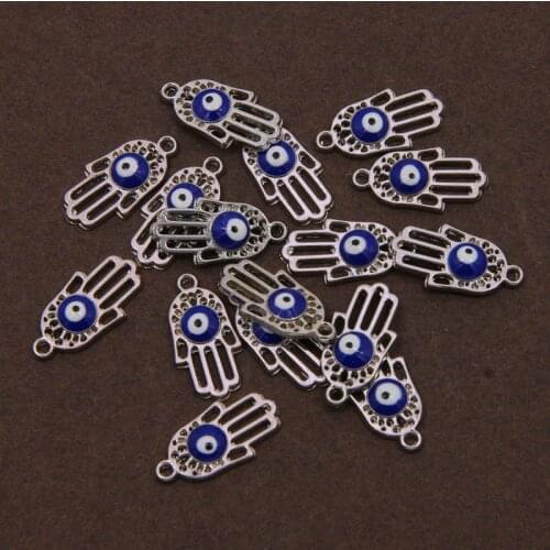 10pcs/lot Fashion evil eye connectors hamsa hand cross shape evil eye diy jewelry accessories findings for handmade bracelet