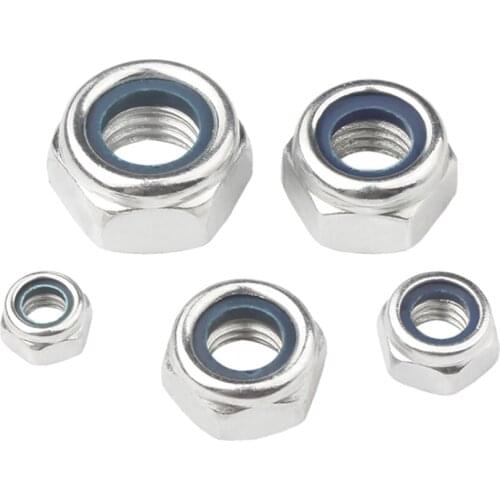 10 PCS Nylon Lock Nut Zin Plated Hex Hexagon Lock nut M3 M4 M5 M6 M8 M10 M12 M14 M16 M20