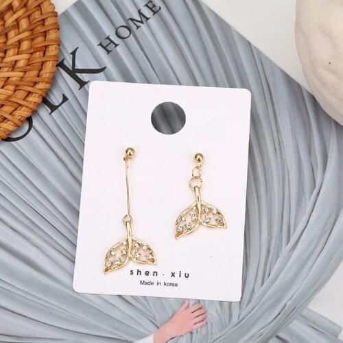Fringed Asymmetric Fishtail Earrings Transparent Heart Shape Long Dangle Earrings Big Drop Earrings for Women Jewelry
