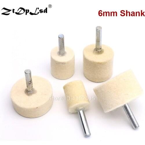 1X 6mm Shank 20-40mm Pad Wool Felt Polishing Buffing Wheel Grinding Head Metals Rotary Tools Wheels Tool Drill Electric Grinder