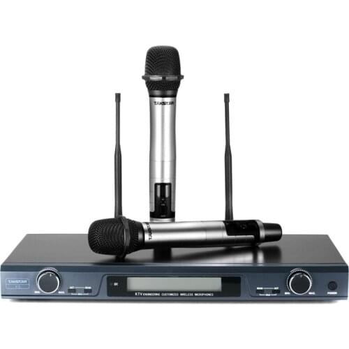 Takstar X5 UHF 2-channel wireless microphone system for karaoke and live performance, with dual handheld receiver