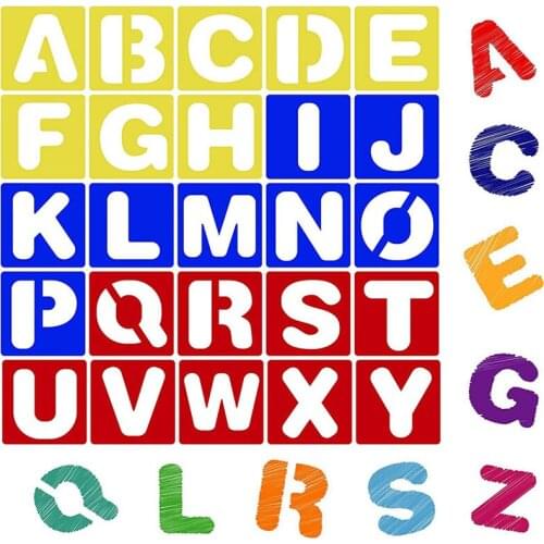 26/36Pcs Children Painting Template Stencil Toys Number Letters Drawing Pattern Stencils Suit Kids Drafting Tools Birthday Gift