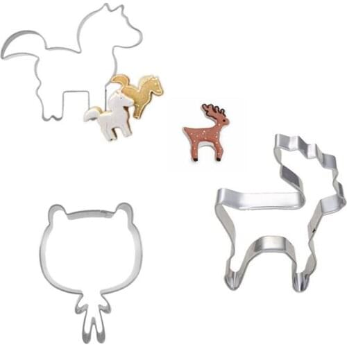 3pcs Lovely Cartoon Animal Metal Cookie Cutters Stainless Steel Cookie Stamp Form Baking Tools For Kitchen Baking Fondant