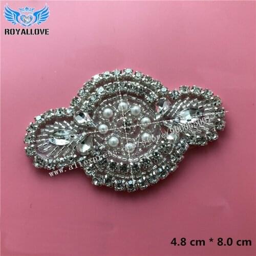 30pieces) Cute Hot fix Applique Crystal Rhinestone Beaded Sash Pearl Applique Trim DIY Bridal Dress Wedding Garters Headband