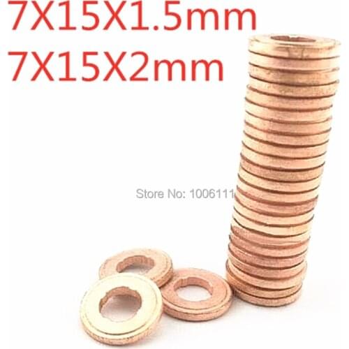 7x15x1.5mm/2mm Common Rail Injector Nozzle Copper Washer Seal Ring Pad Gasket For Diesel Injector Sealing F00RJ01453 F00VC17504