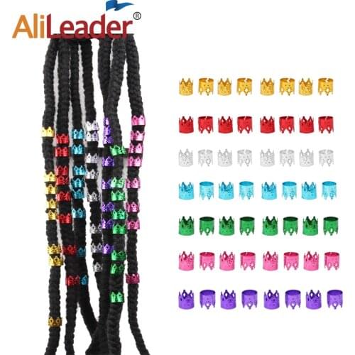 Alileader Crown Rings For Braids Metal Beads For Dreads Mix Color Beads Adjustable Hair Box Braids Ring Crown Jewelry Metal Bead