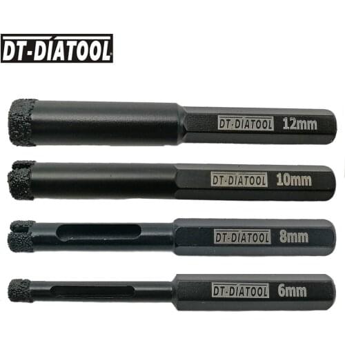DT-DIATOOL 1set/4pcs Hexagon Shank Diamond Drill Bits Hole Saw Wet For Drilling Granite & Marble Masonry Concrete Tile/Ceramic