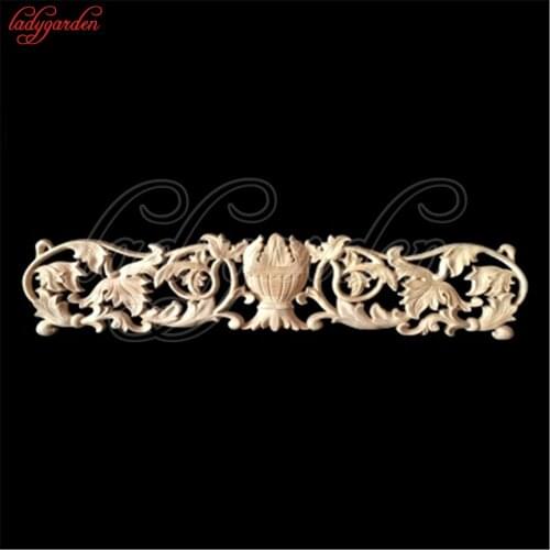 Carving Natural Wood Appliques For Furniture Wood Applique Furniture Cabinet Head Flower Background Wall Decorative Home Decor