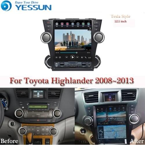 Tesla screen For Toyota Highlander XU40 Kluger 2008 2013 Car Android Multimedia Player Car Radio stereo Audio GPS Navigation
