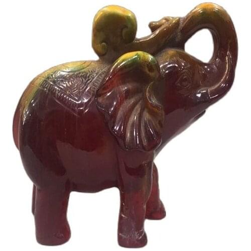 Flower amber elephant ornament auspicious Ruyi Zhaocai Nafu home living room office gift