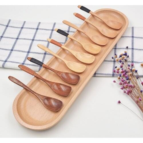 Japan Style Creative Wood Spoon Dessert Kids Solid Wood Small Spoon Spice Crust Condiment Tool Kitchen Accessories