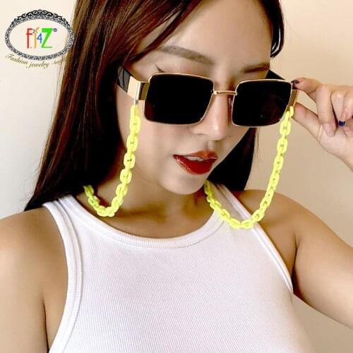 F.J4Z Trend Glasses Holder Punk Thick Acrylic Curb Chain Womens Eyewear Straps Hit-hop Multi-colors Mask landyard cuello