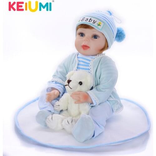 KEIUMI 22 Inch 55 cm Brinquedos Baby Lifelike Reborn Dolls Cloth Body Vinyl Boneca Reborn Baby Toy For Birthday Gift
