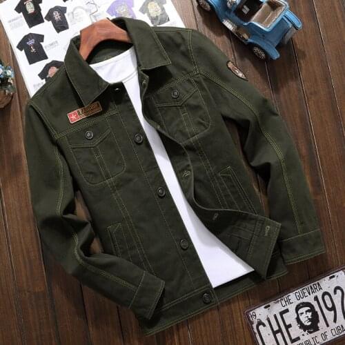 Men Jacket Denim Military Man Jacket 100% Cotton Button Retro Coat Outdoor Tooling Loose American Casual Wear Drop Shipping
