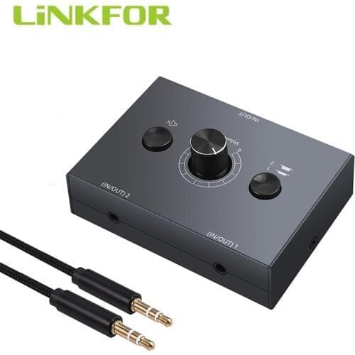 LiNKFOR 2 Way/4 Way Port 3.5mm Stereo Audio Switch Switcher 2 x 1/1 x 2 Or 4 x 1/1 x 4 Audio Switcher Splitter With 3.5mm Cable