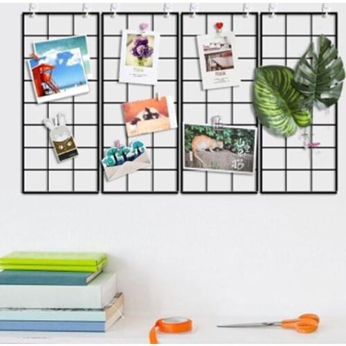 30*30cm Ins Style Metal Grid Wall Photos Grids Postcards Mesh Frame Home Bedroom DIY Decoration Iron square decorative shelf 1PC