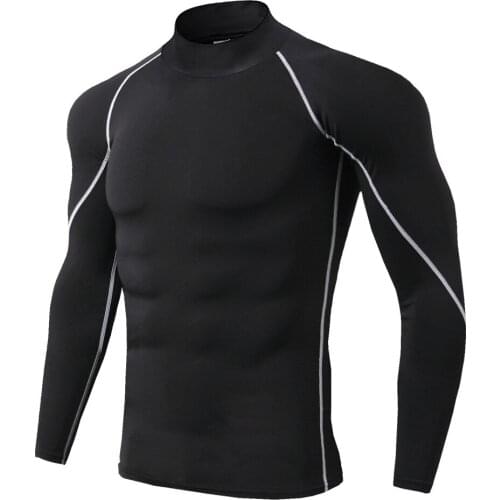 Men Bodybuilding Sport T-shirt Quick Dry Running Shirt Long Sleeve Compression Top Gym T Shirt Men Fitness Tight Rashgard